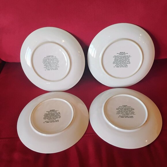 Vtg Set of 4 Wild Animal Park Safari Animal Plates Cheetah Zebra Tiger Koala 8" - Picture 9 of 9